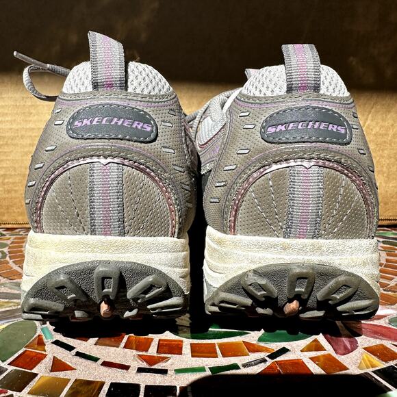 Skechers Shape Ups Athletic Sneakers Walking Toning Lace Up Synthetic Gray 8 - Picture 4 of 6